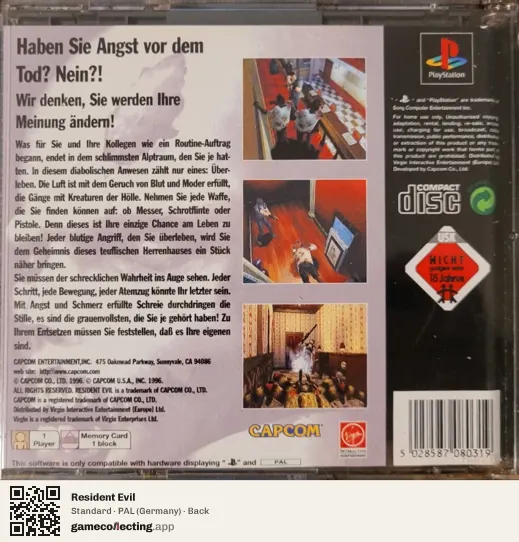Resident Evil PlayStation, Germany box back