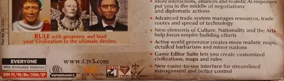 Sid Meier's Civilization III, the ESRB box on its front