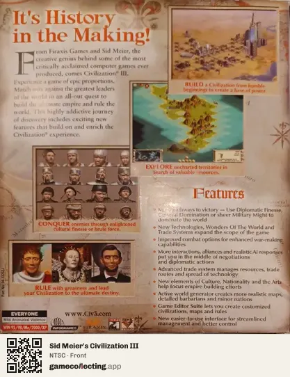 Sid Meier's Civilization III Computer, NTSC box front