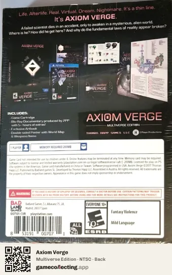 Axiom Verge PlayStation Vita, NTSC box back
