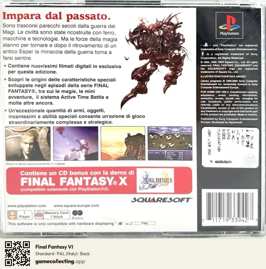 Final Fantasy VI PlayStation, Italy box back