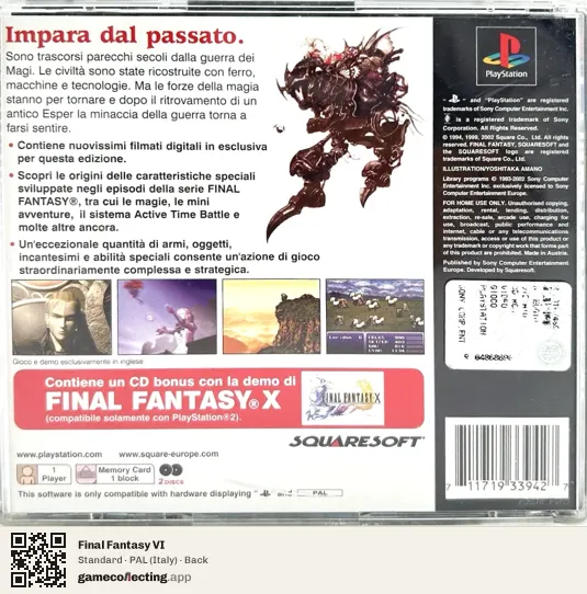 Final Fantasy VI PlayStation, Italy box back