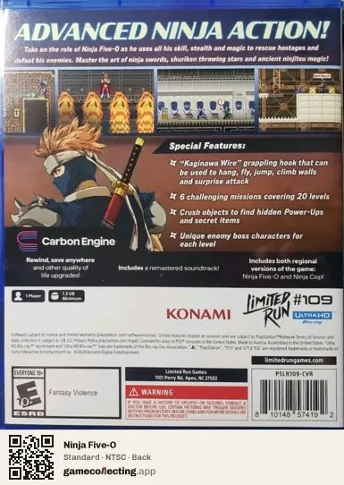 Ninja Five-O PlayStation 5, NTSC box back