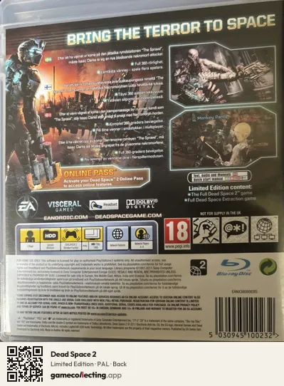 Dead Space 2 PlayStation 3, PAL box back