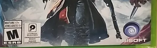Assassin's Creed Rogue, the ESRB box on its front