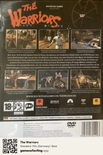 The Warriors PlayStation 2, Germany box back