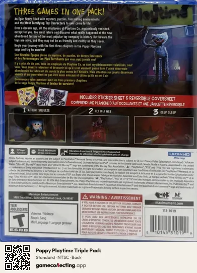 Poppy Playtime Triple Pack PlayStation 5, NTSC box back