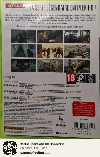 Metal Gear Solid HD Collection Xbox 360, PAL box back