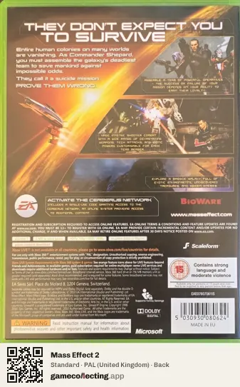 Mass Effect 2 Xbox 360, United Kingdom box back