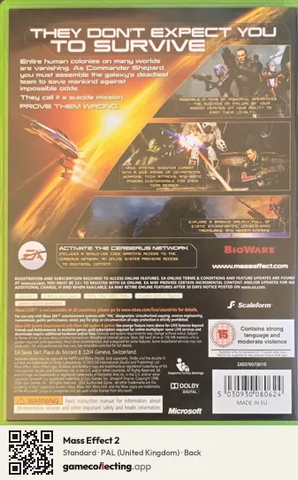 Mass Effect 2 Xbox 360, United Kingdom box back