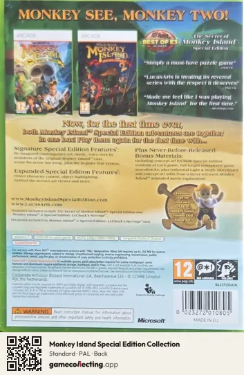 Monkey Island Special Edition Collection Xbox 360, PAL box back