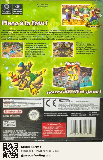 Mario Party 5 Nintendo GameCube, France box back