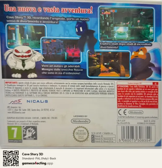 Cave Story 3D Nintendo 3DS, Italy box back