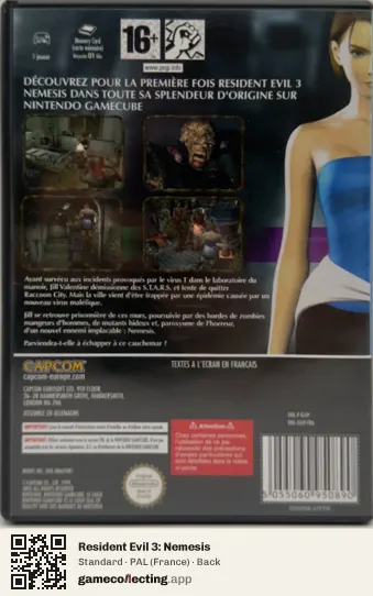 Resident Evil 3: Nemesis Nintendo GameCube, France box back