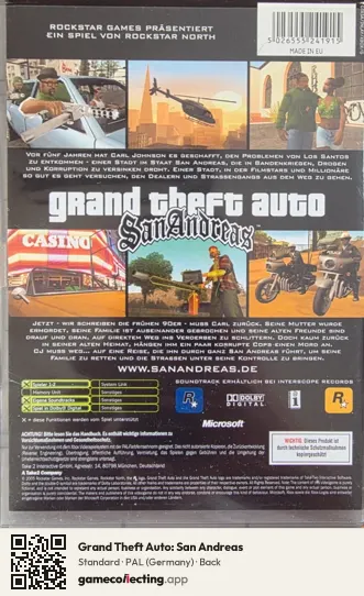 Grand Theft Auto: San Andreas Xbox, Germany box back