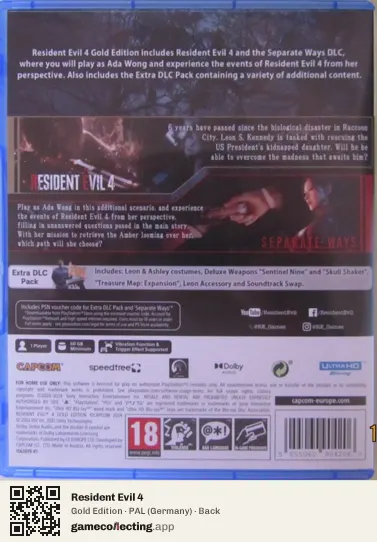Resident Evil 4 PlayStation 5, Germany box back