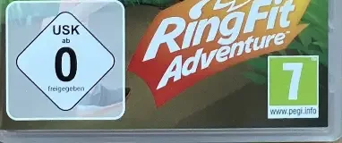 Ring Fit Adventure, the PEGI square on its front