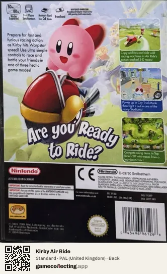Kirby Air Ride Nintendo GameCube, United Kingdom box back