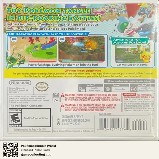 Pokémon Rumble World Nintendo 3DS, NTSC box back