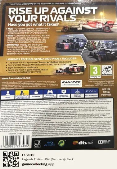 F1 2019 PlayStation 4, Germany box back