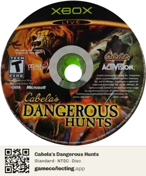 Cabela's Dangerous Hunts Xbox, NTSC disc