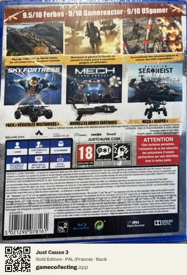 Just Cause 3 PlayStation 4, France box back