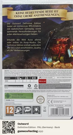 Outward Nintendo Switch, Germany box back