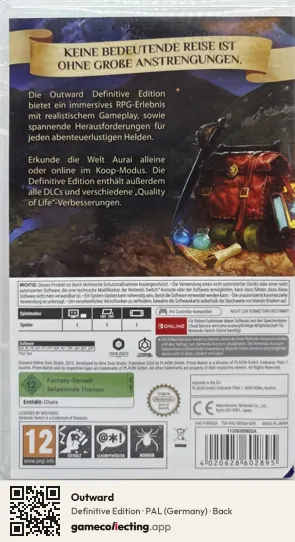 Outward Nintendo Switch, Germany box back