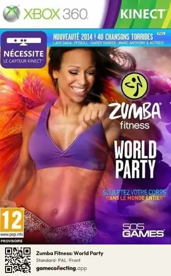 Zumba Fitness: World Party Xbox 360, PAL box front