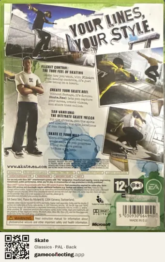 Skate Xbox 360, PAL box back