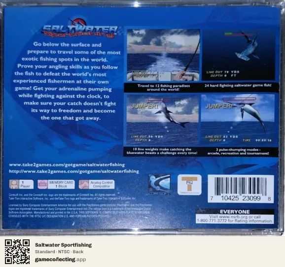 Saltwater Sportfishing PlayStation, NTSC box back