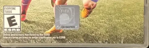 FIFA 15, the ESRB box on its front