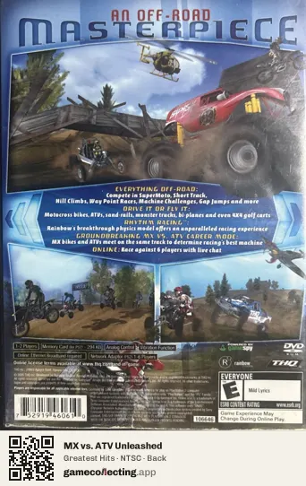 MX vs. ATV Unleashed PlayStation 2, NTSC box back