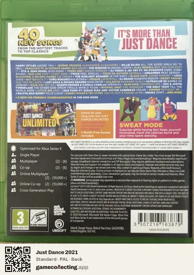 Just Dance 2021 Xbox One, PAL box back