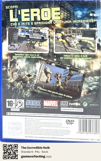 The Incredible Hulk PlayStation 2, PAL box back