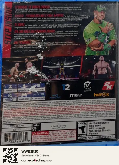 WWE 2K20 PlayStation 4, NTSC box back