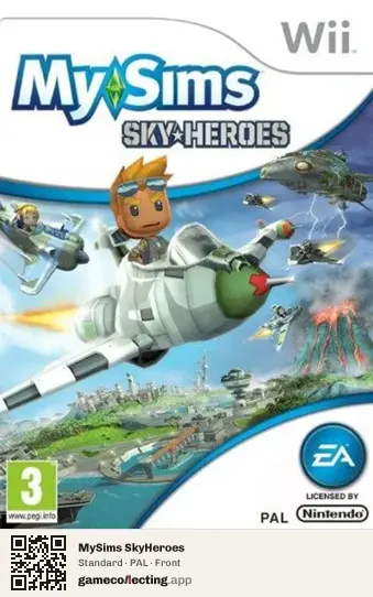 MySims SkyHeroes Nintendo Wii, PAL box front