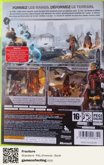 Fracture Xbox 360, France box back