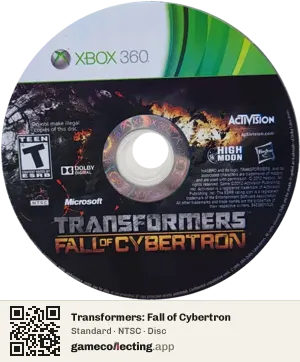 Transformers: Fall of Cybertron Xbox 360, NTSC disc