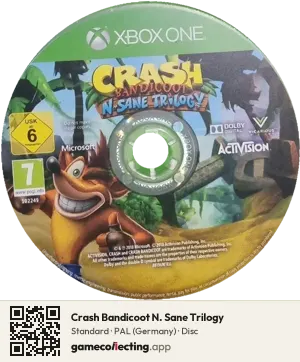 Crash Bandicoot N. Sane Trilogy Xbox One, PAL disc