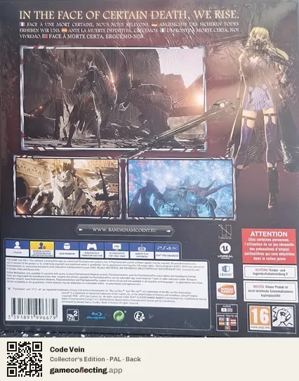 Code Vein PlayStation 4, PAL box back