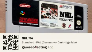 NHL '94 Super Nintendo Entertainment System, PAL cartridge label