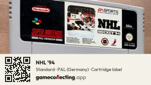NHL '94 Super Nintendo Entertainment System, PAL cartridge label