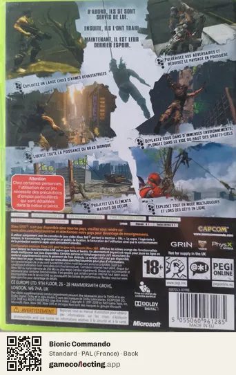 Bionic Commando Xbox 360, France box back