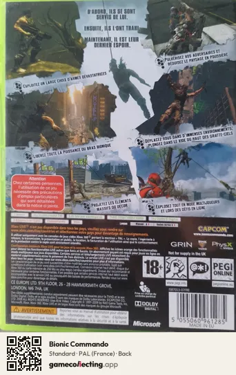Bionic Commando Xbox 360, France box back