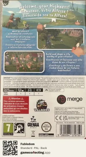 Fabledom Nintendo Switch, PAL box back