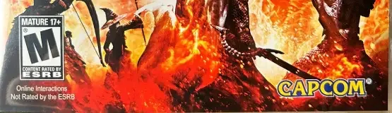 Dragon's Dogma: Dark Arisen, the ESRB box on its front