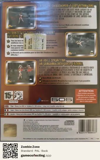 Zombie Zone PlayStation 2, PAL box back