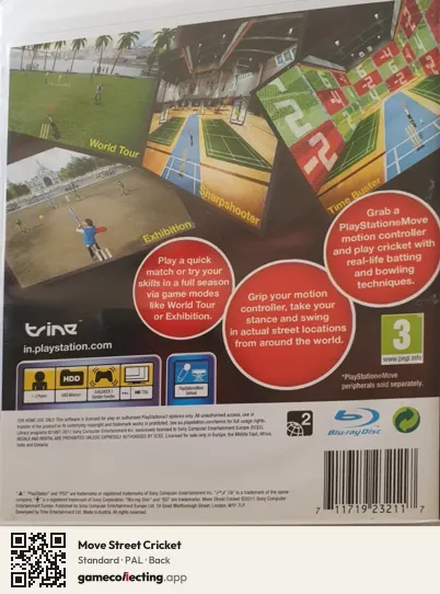 Move Street Cricket PlayStation 3, PAL box back