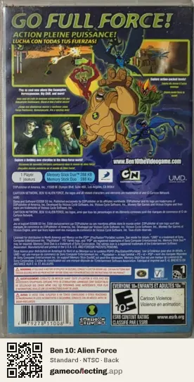 Ben 10: Alien Force PlayStation Portable, NTSC box back